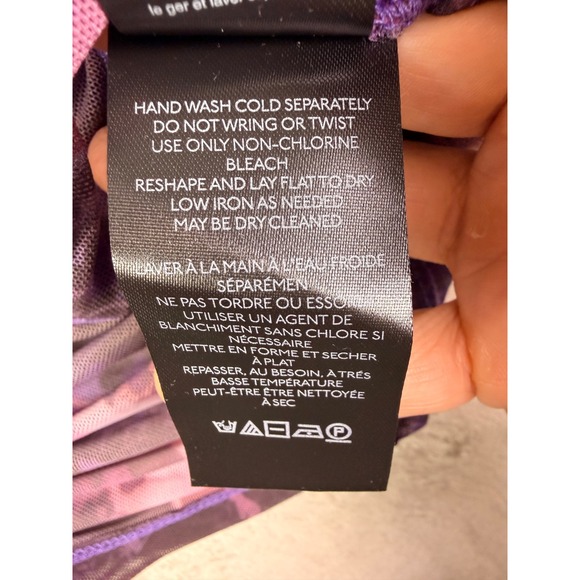 Pilcro Anthropologie Ruched Mesh Floral Print Button Down Top Purple Size Small - Picture 10 of 12